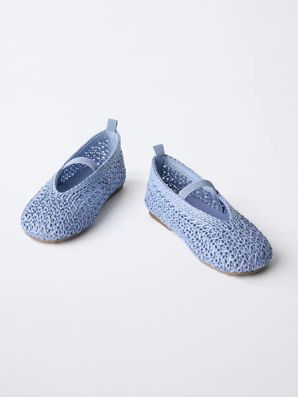 ZARA KIDS Braided Crochet Ballet Flats - Light Blue